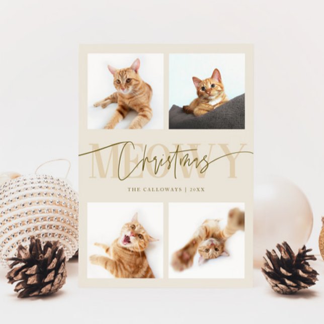 Meowy Christmas Cat Photos Cream Christmas Holiday Card (Creator Uploaded)