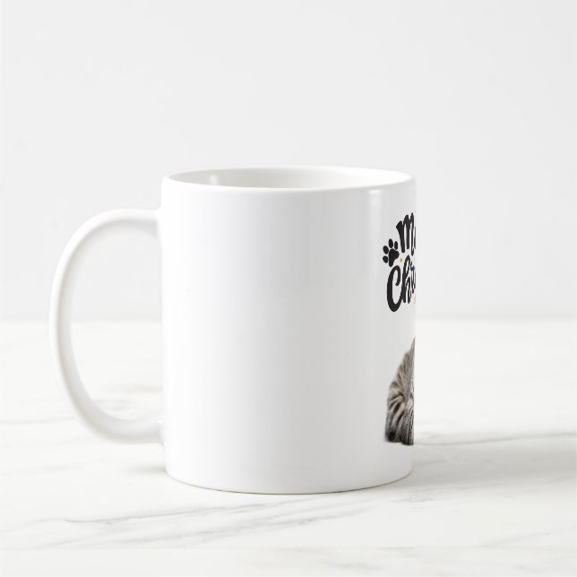 Meowy Christmas Cat Sleeping Christmas  Coffee Mug (Left)