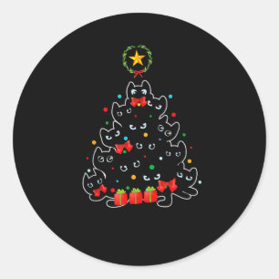 Meowy Christmas Cat Tree Kitty For Cat Lover Classic Round Sticker