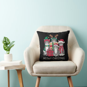 Meowy Christmas Cat Xmas Funny Cats Lover Cushion