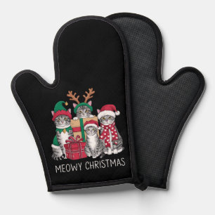 Meowy Christmas Cat Xmas Funny Cats Lover  Oven Mitt
