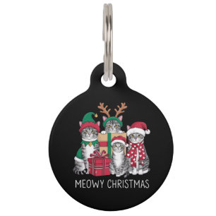 Meowy Christmas Cat Xmas Funny Cats Lover  Pet Tag