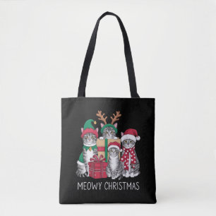 Meowy Christmas Cat Xmas Funny Cats Lover Tote Bag