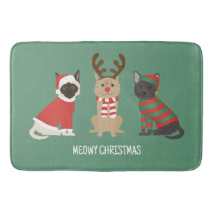 Meowy Christmas Cats Bath Mat