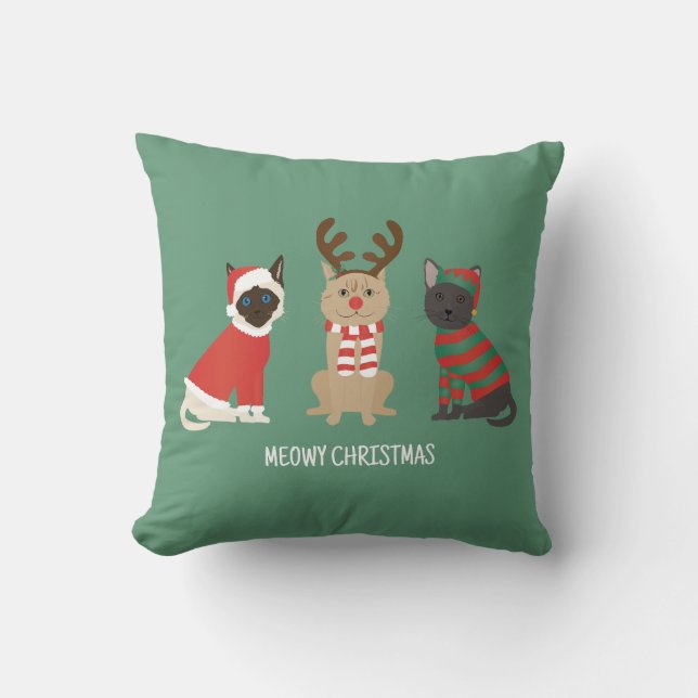 Meowy Christmas Cats Cushion (Front)