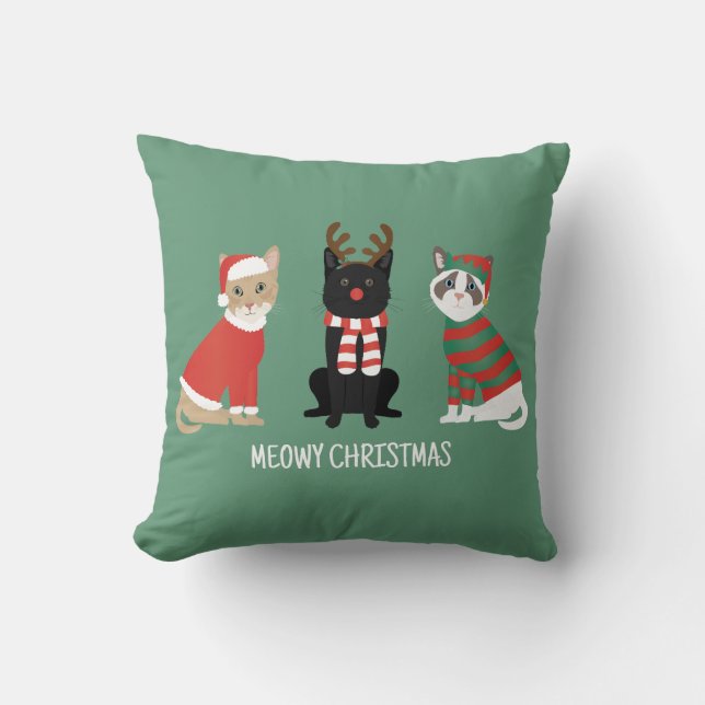 Meowy Christmas Cats Cushion (Front)