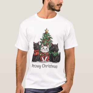Meowy Christmas Cats Holiday Tree T-Shirt