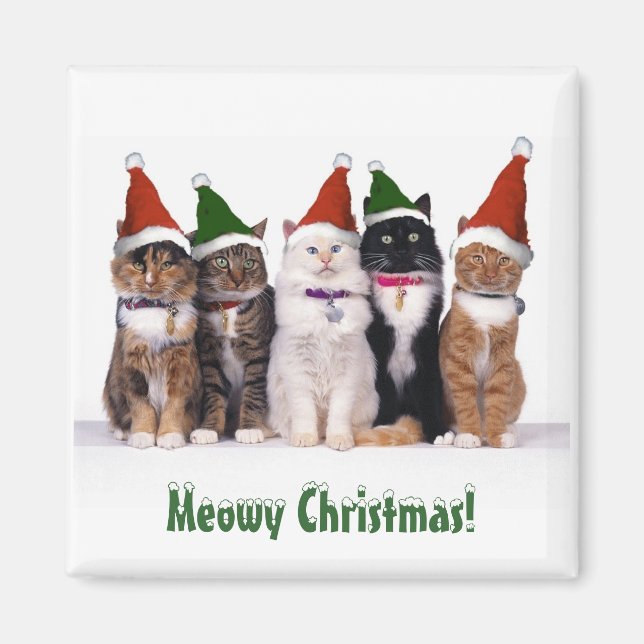 "Meowy Christmas!" Cats In Hats Magnet (Front)