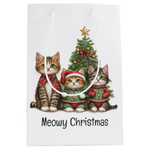Meowy Christmas Cats Medium Gift Bag