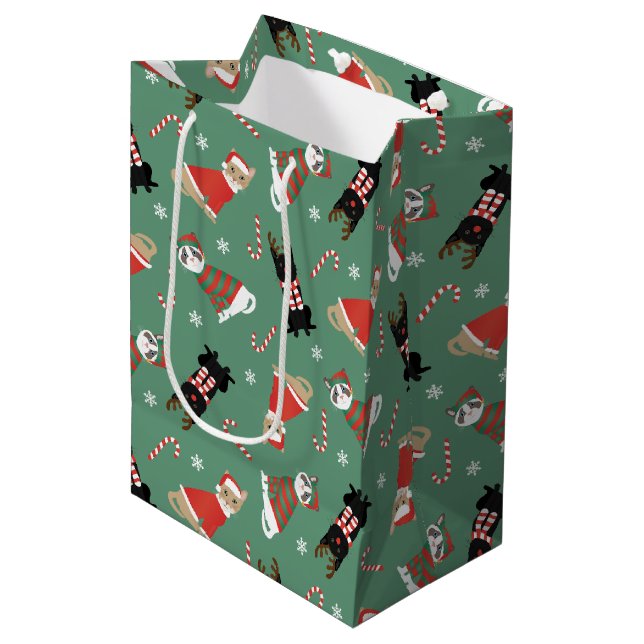 Meowy Christmas Cats Medium Gift Bag (Front Angled)