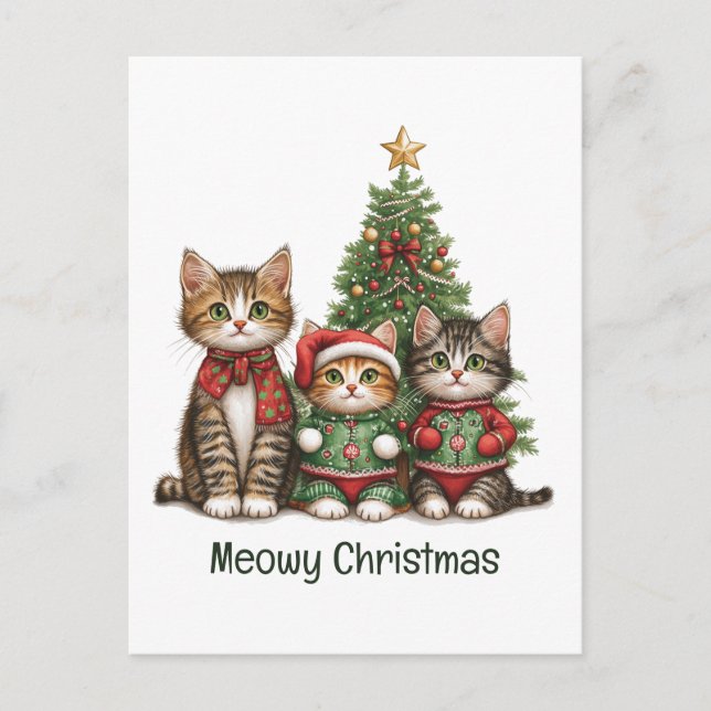 Meowy Christmas Cats Postcard (Front)
