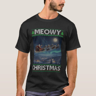 Meowy Christmas Cats Pulling Santa Sleigh Kitty an T-Shirt