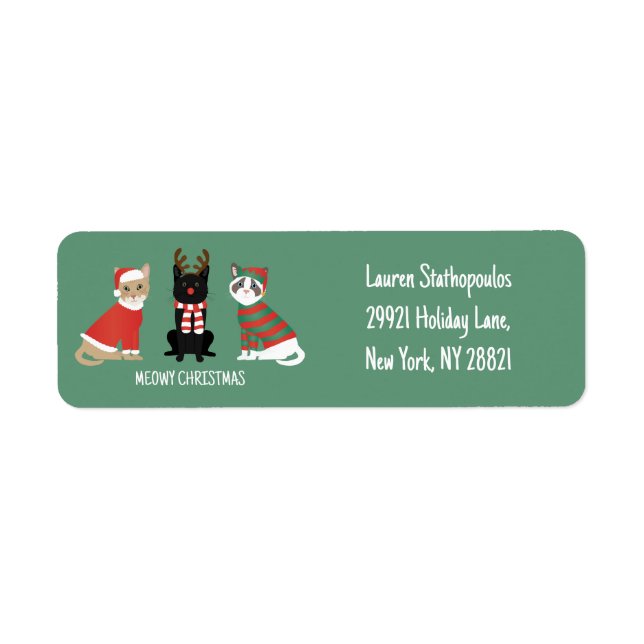 Meowy Christmas Cats Return Address Label (Front)