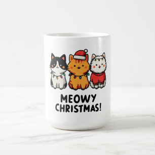 Meowy Christmas Cats Santa Hats Coffee Mug