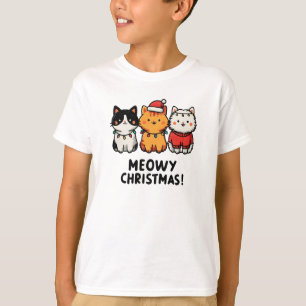 Meowy Christmas Cats Santa Hats T-Shirt