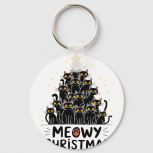 Meowy Christmas Cats Tree Kids Girls Boys Meowy  Key Ring