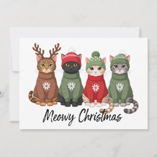 Meowy Christmas Cats Ugly Sweater Reindeer Xmas Invitation