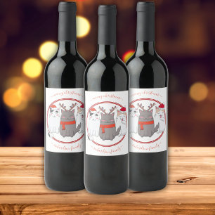 Meowy Christmas Cats Wine Label