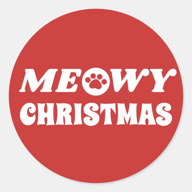 Meowy Christmas Classic Round Sticker (Front)