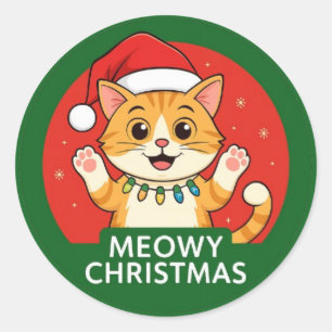 Meowy Christmas Classic Round Sticker