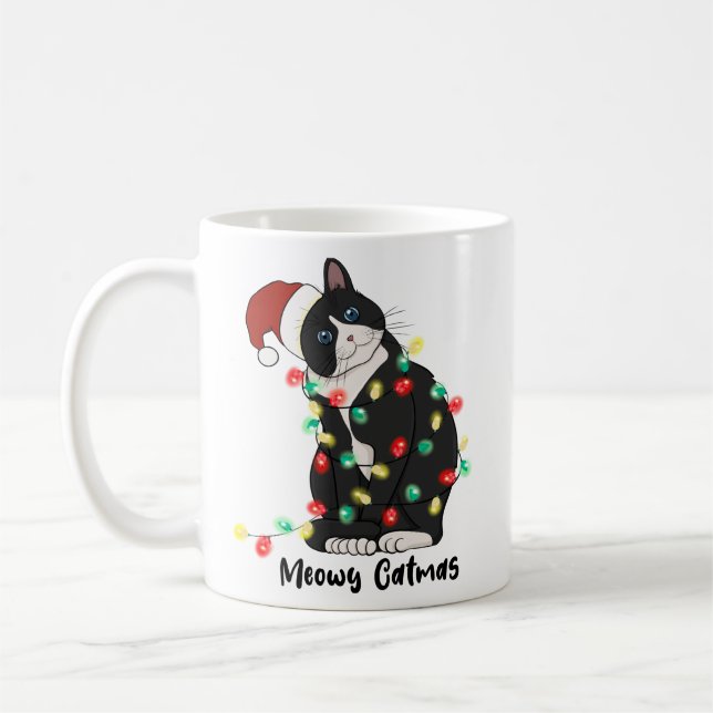 Meowy Christmas Coffee Mug (Left)