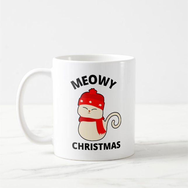 Meowy Christmas Coffee Mug (Left)