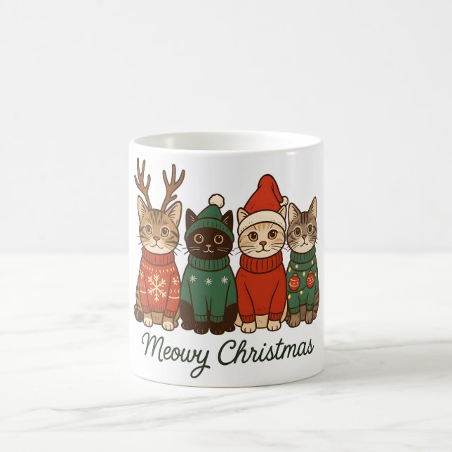 Meowy Christmas Cozy Cat Mug (Center)