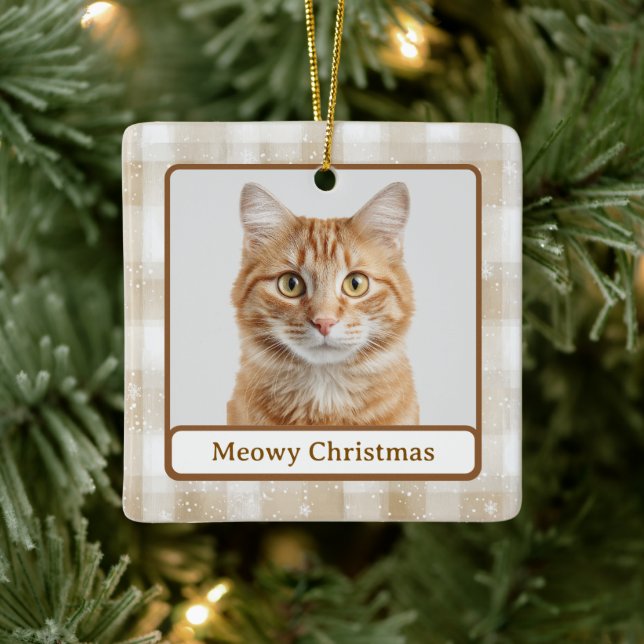 Meowy Christmas Custom Cat Photo Ornament (Tree)