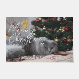 Meowy Christmas Custom Cat Photo & Paw Doormat