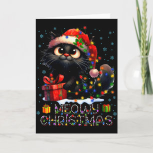 Meowy Christmas Cute Black Cat Christmas Xmas Wome Card