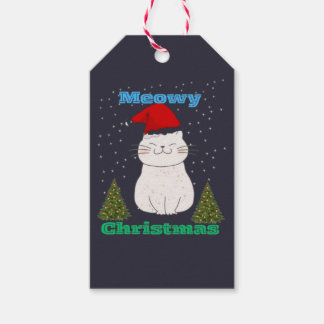 Meowy Christmas Cute Cat Design | Funny Holiday Ca Gift Tags