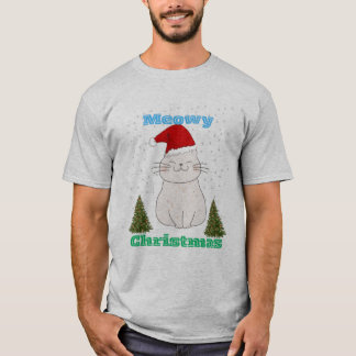Meowy Christmas Cute Cat Design | Funny Holiday Ca T-Shirt