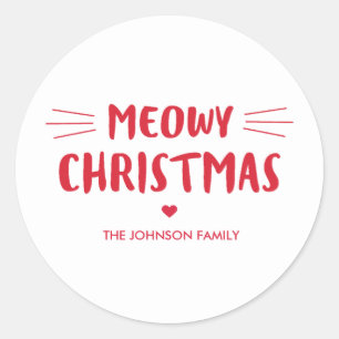 Meowy Christmas Cute Cat Holiday Classic Round Sticker