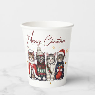 Meowy Christmas-Cute Cat Holiday Gift Paper Cups