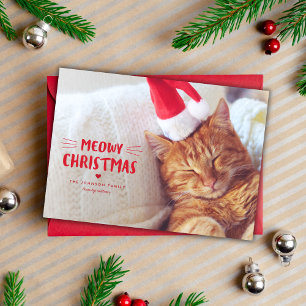 Meowy Christmas Cute Cat Holiday Photo Card