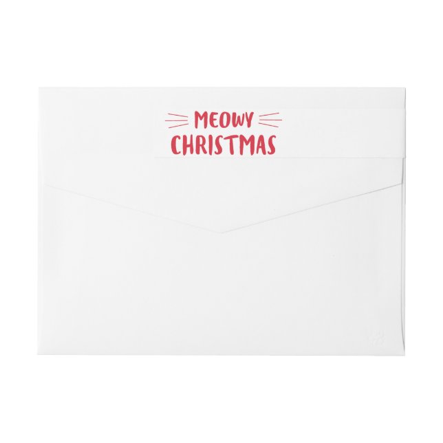 Meowy Christmas | Cute Cat Holiday Wrap Around Label (Back)