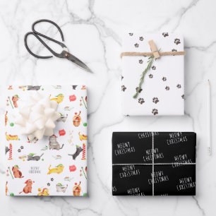 Meowy Christmas   Cute Cat Pattern Holiday Wrapping Paper Sheet