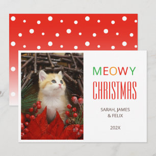 Meowy Christmas Cute Cat Photo Animal Lovers Pet  Holiday Card