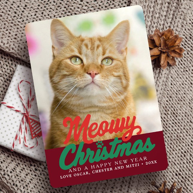 Meowy Christmas Cute Cat Photo Christmas Holiday Card (Creator Uploaded)