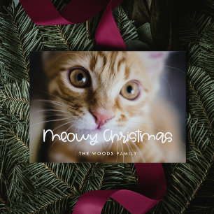 Meowy Christmas Cute Cat Photo Holiday Card