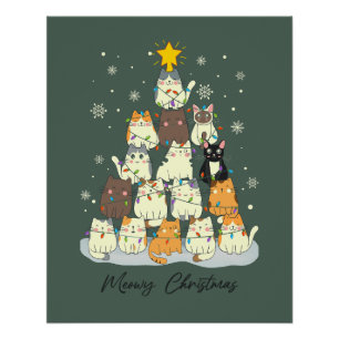 Meowy Christmas — Cute Cat Tree Poster