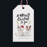 Meowy Christmas Cute Kitty Cats Gift Tags<br><div class="desc">Cute gift wrapping tag for Christmas featuring an illustration of two siamese cats wearing a santa hat and antlers. The typography text above says "a meowy christmas to you" with winter foliage surrounding it. You can customise this product by adding your names at the bottom.</div>