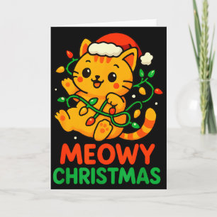Meowy Christmas Cute Orange Tabby Cat Card