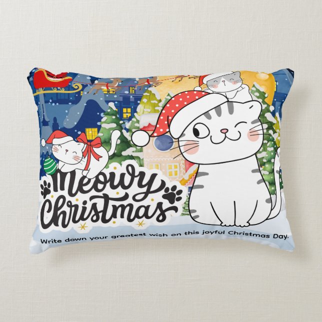 Meowy Christmas Decorative Cushion (Front)