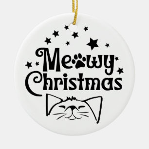 Meowy Christmas Double Sided Ceramic Ornament