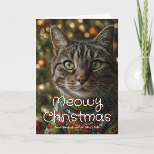 Meowy Christmas Family Cat Photo Holiday Card