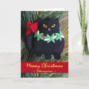 Meowy Christmas for Veterinarian, Cat Ornament Holiday Card