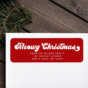 Meowy Christmas Fun Cat Modern Pet Return Address Label