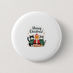 Meowy Christmas Funny Cat Christmas Holiday Xmas S 6 Cm Round Badge