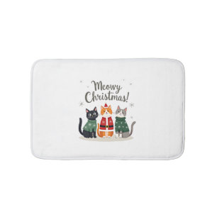 Meowy Christmas Funny Cat Christmas Holiday Xmas S Bath Mat